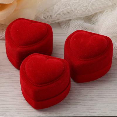 Velvet Red Heart Shape Ring Boxes Jewelry Boxes Earrings Display Cases Holder Gift Box Wedding Ring Box Counter Display Rings