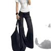 Women's Retro Flare Cargo Jeans - Spring Collection, Floor-Length Wide Leg Style