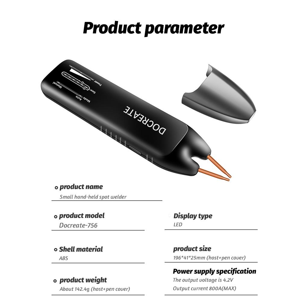 Sudor pe puncte portabil, sudor pe puncte mini Sudor cu baterii cu 11 trepte Sudor pe puncte portabil pentru baterie 18650