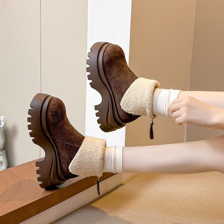 Fashion Versatile Velvet Warm Birkenstock Short Boots Children's Season Niche Thick-soled Snow Boots Women