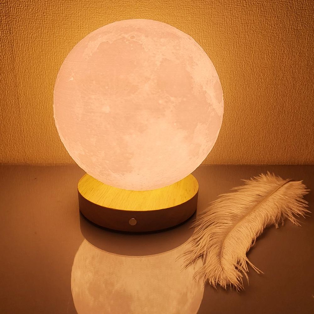 Rotating Moon Lamp Night Light—Creative Bedside Atmosphere Lamp for Bedroom or Desk
