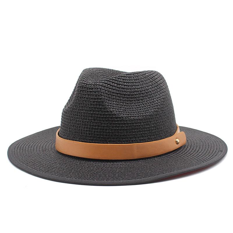 Men'S Jazz Rim Hat Summer Travel Vacation Beach Hat Sun Hat Panama Rim Hat