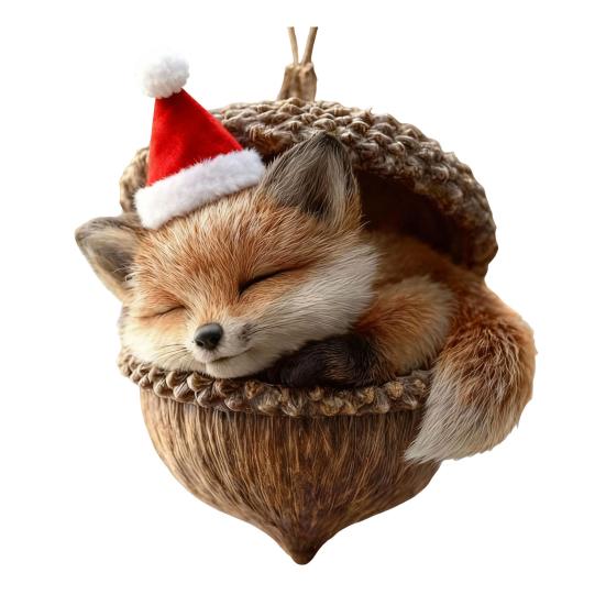 

Forest Animal Acorn Ornament Woodland Creature Christmas Ornaments 2D Acrylic Cozy Pine Cone Animals Hanging Decoration for Home Party Decor 4
