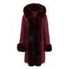 Winter new cotton-padded clothes women's removable fur collar medium and long long-sleeved pie overcome solid color hooded warm cotton clothes