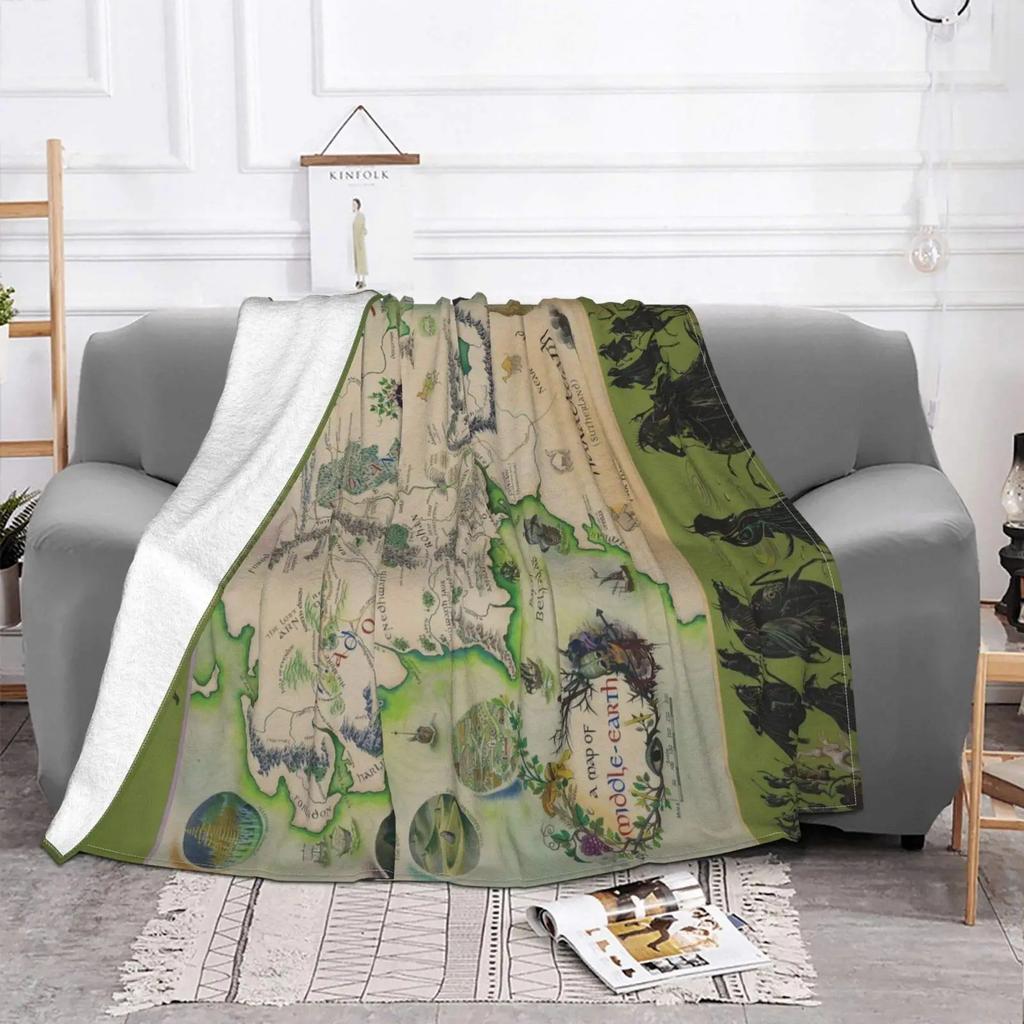 Blanket Middle Earth Map Throw Blanket Ultra Soft Velvet Blanket Lightweight Bed Blanket Quilt Durable Home Decor Fleece Blanket