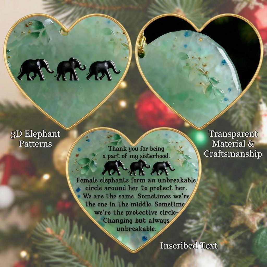Heartfelt Elephant Keepsake - Ceramic Heart Ornament, Friendship Gift • Elephant Ornament