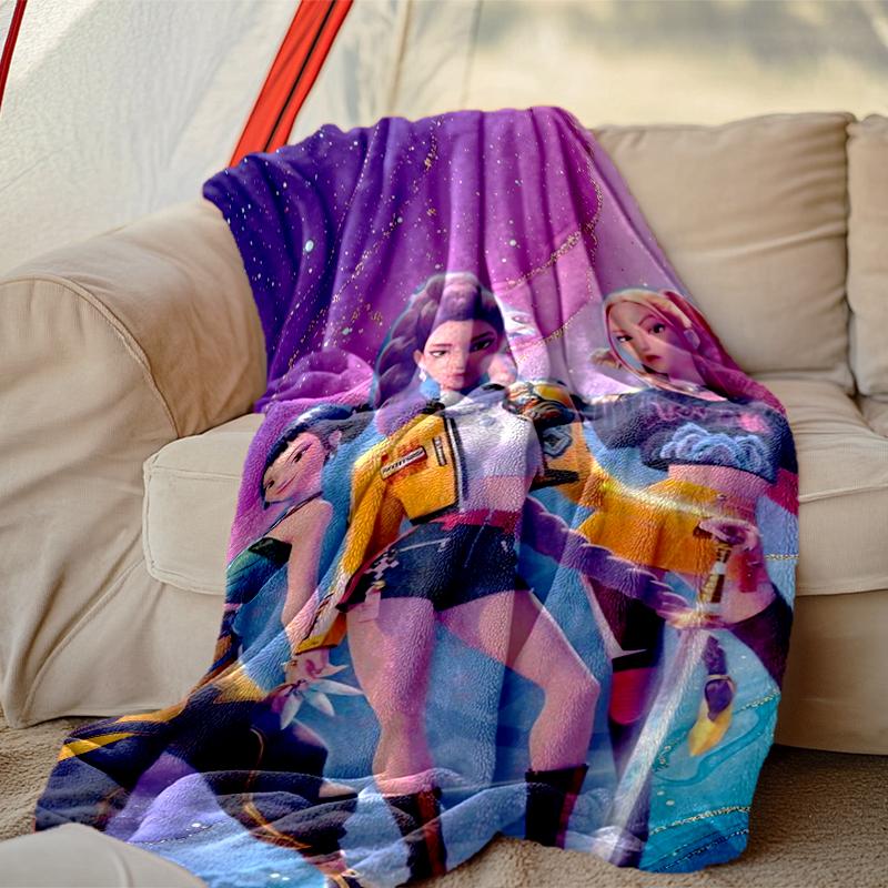 [1pc Kpop Demon Hunters Blanket] All-Season Blanket - Cozy Blanket for Sofa Couch Home Decoration, Digital Printed Nap Blanket