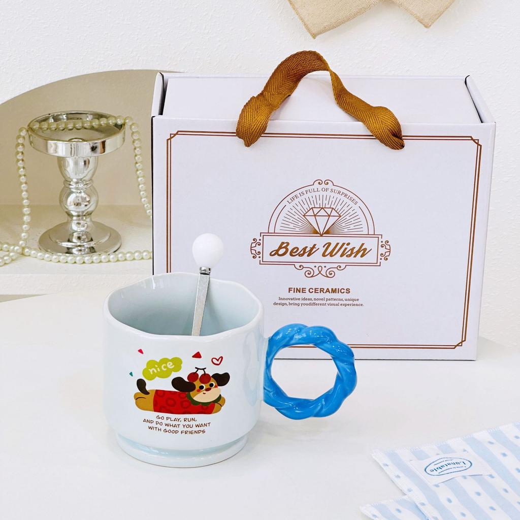 Creative Mug Mushroom Styling Cartoon Cute Ceramic Cup High Value Water Cup with Lid Hand Gift Gift