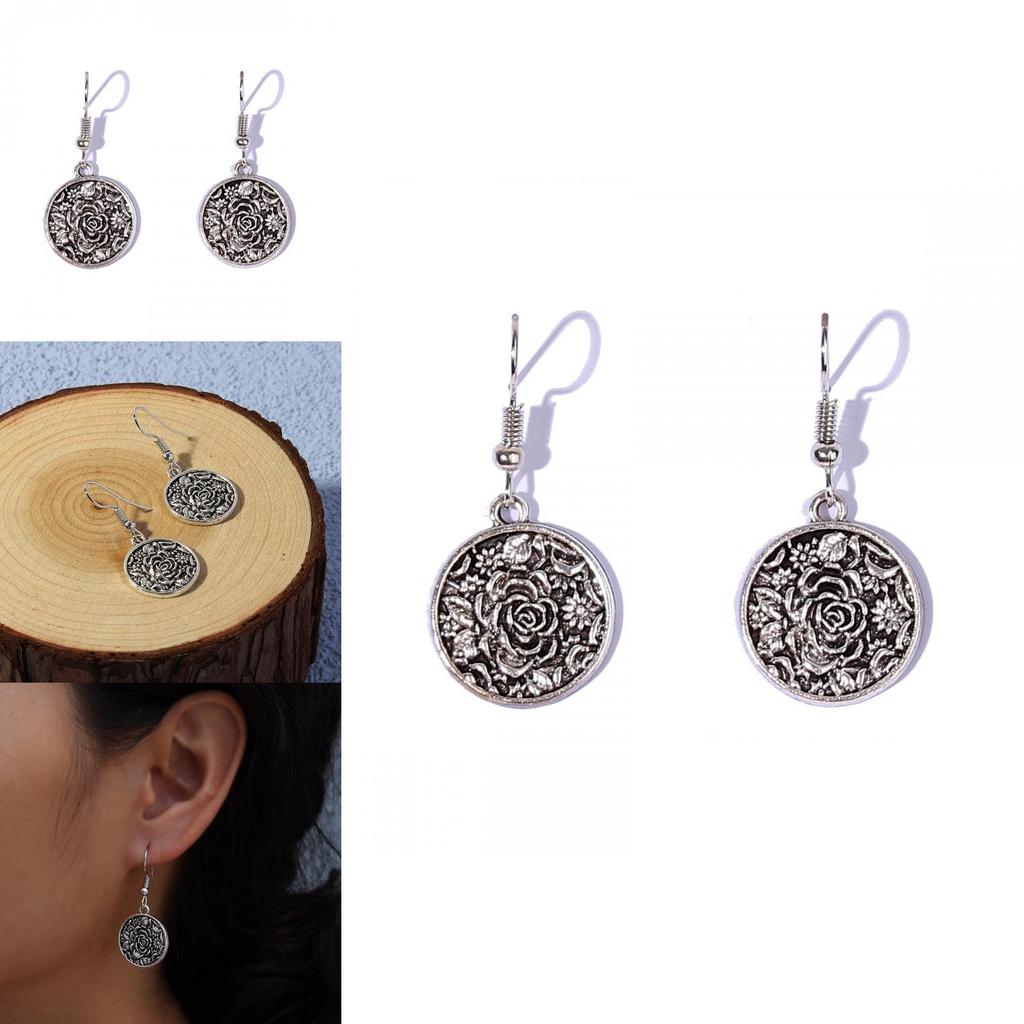 Vintage Floral Metal Earrings For Women With Geometric Design For Wedding And Gift Giving