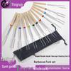 12-Color BBQ Telescopic Fork Set with Wooden Handles - Stainless Steel, Outdoor-Ready