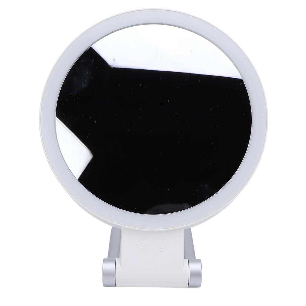 Double Sided LED Makeup Mirror 3000K 5500K 8000K Stepless Dimmable 1X 10X Magnifying Mirror with Foldable Handle