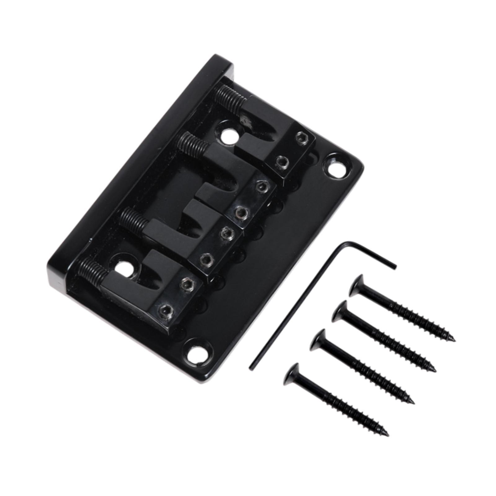 4 String Bass Bridge with Screws Wrench Replacement Professional Electric Guitar Fixed Bridge Bridge Top Loading for Stage чёрный