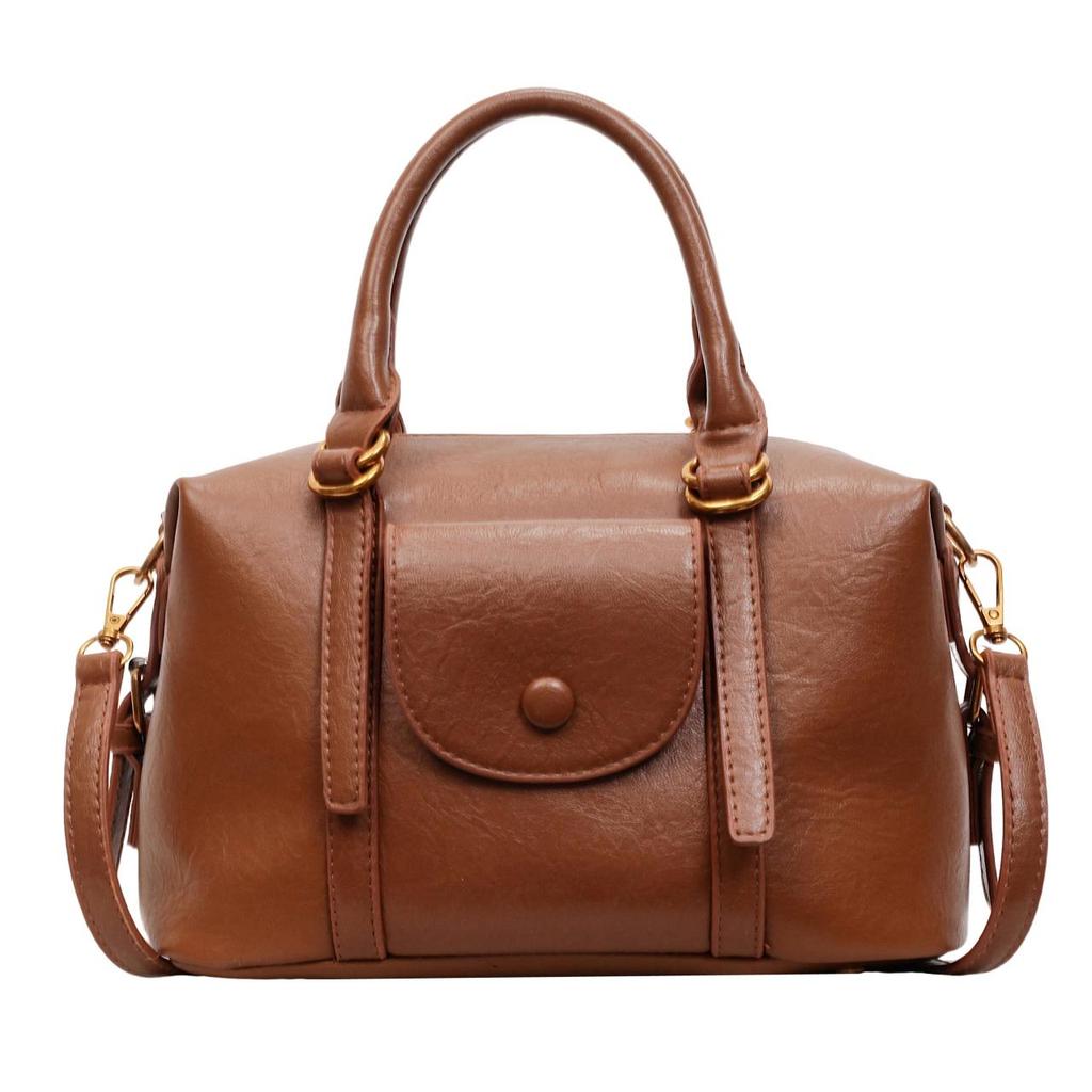 Fashionable Ladies Handbag Small Boston Bag Premium Retro Simple Shoulder Bag PU Material Crossbody Bag Suitable for Daily Commuting Shopping Travel