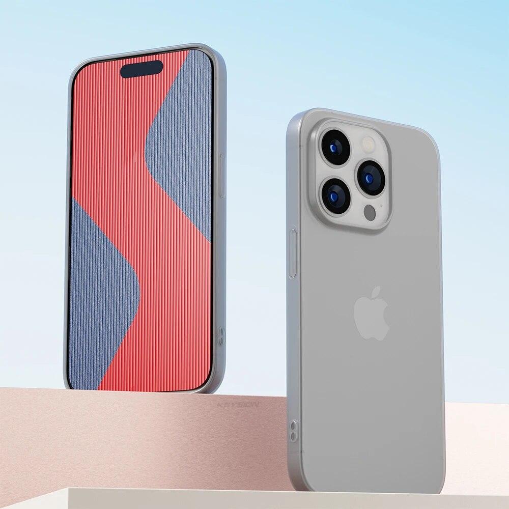 

Ультратонкий полипропиленовый чехол KEYSION для iPhone 15 Pro Max 15Plus, матовый жесткий ПК, полупрозрачный, тонкий, задняя крышка для iPhone 15 14 Pro Max for iPhone 14 серый