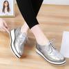 Women's Oxford Flats - Genuine Leather Wingtips Lace-Up Comfort Brogue Derby Patent Platform Casual Shoes for Spring Autumn