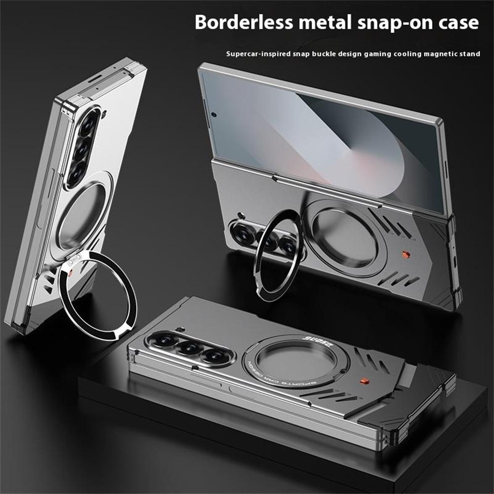 DYONG For Samsung Galaxy Z Fold6 5G Metal Case Frameless Hollow Heat Dissipation Phone Cover with Kickstand