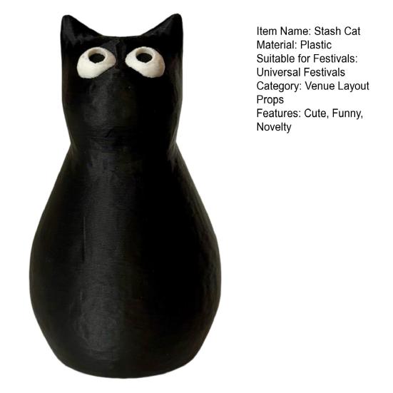 Secret Stash Cat 3D Printed Black Cat Figurine for Hiding Small Items Cute Cat Prank Table Decor Collectible Figures for Cat Lovers