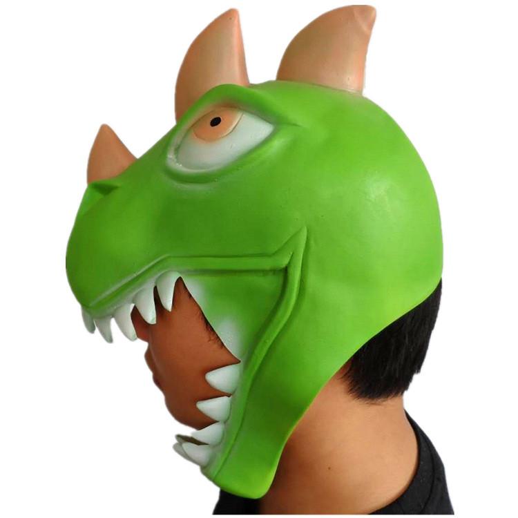 Green Latex Dinosaur Mask Halloween Costumes Props Themed Party Accessories