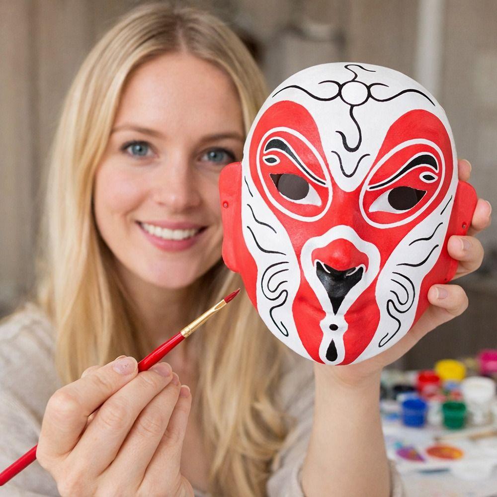 Bemalbare Halbmaske Vollgesichts-DIY-Maske Kostüm-Requisite Handbemalte Maske Lustige Maskerade