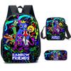 Rainbow Friends Rainbow Friends Mochila Escolar Mochila de Dibujos Animados Bolso Bandolera Estuche Set de Tres Piezas