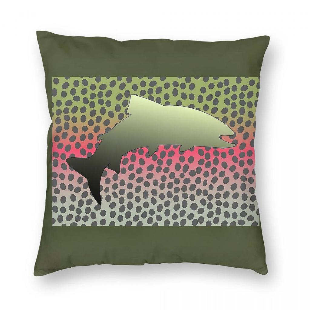 Rainbow Trout Square Pillowcase Polyester Linen Velvet Creative Zip Decorative Pillow Case Home Cushion Case