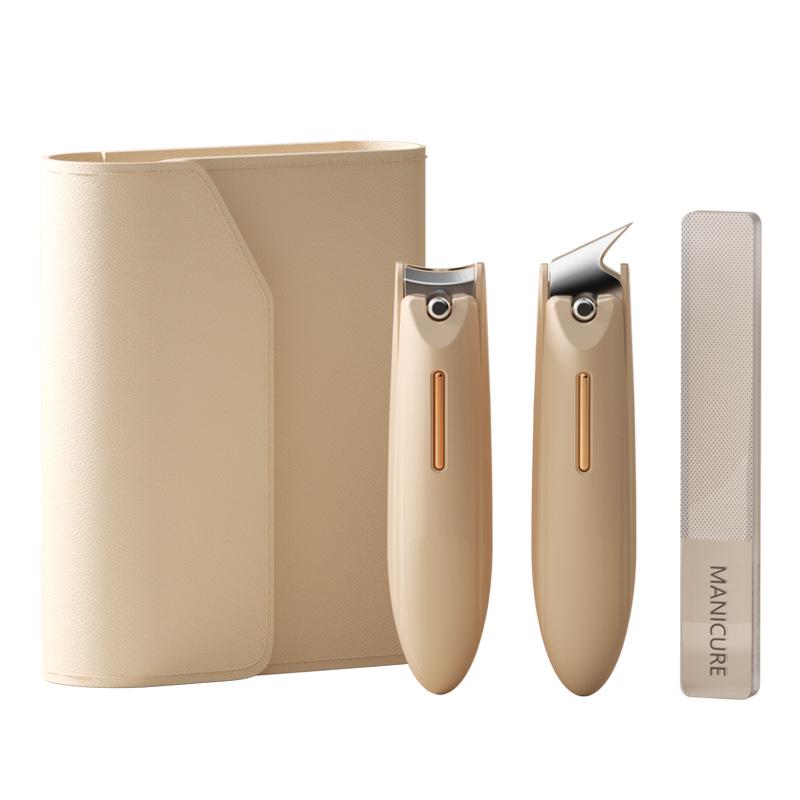 Premium Large Stainless Steel Anti-Splash Nail Clipper Set Cream - Anti-Splash Flat Nail Clipper