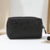 Wangdins Geometric Plaid Black Makeup Bag - Simple, Portable Cosmetic Storage for Women