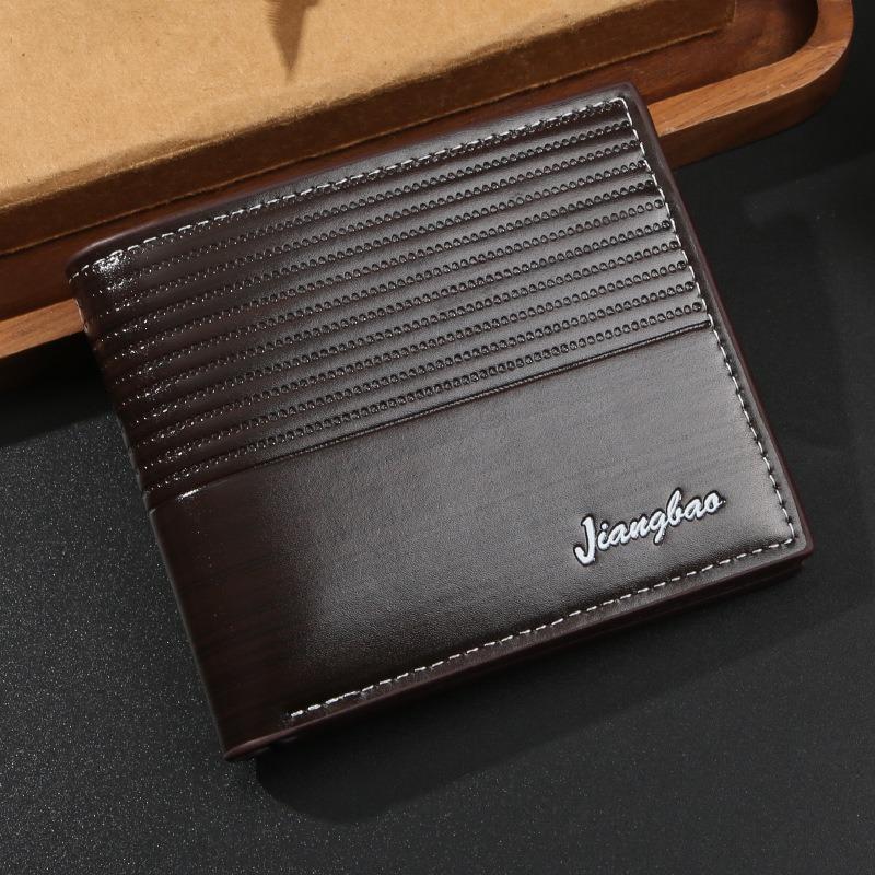 Men's Wallet Retro Printed Strip Short Zipper Bag Promotional Thin Change Bag