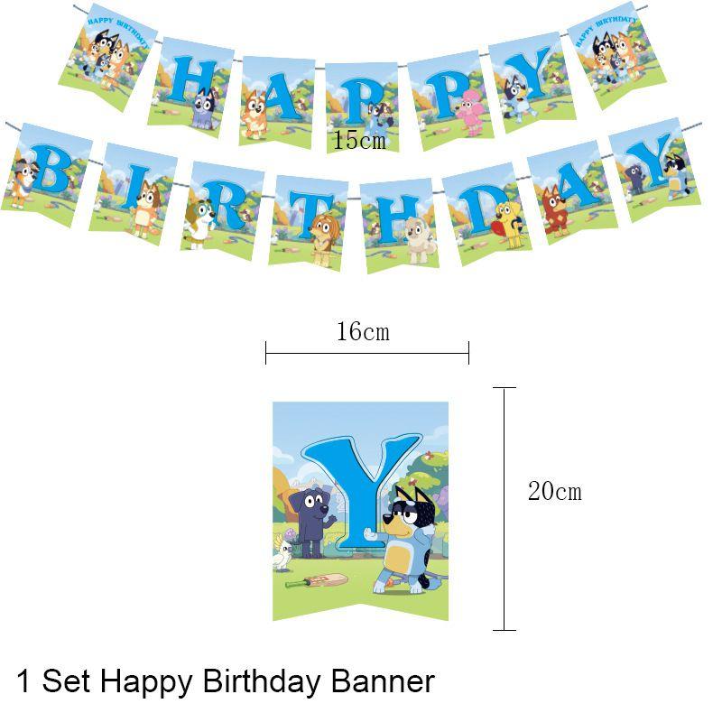 Theme Kids Bluey Birthday Party Supplies Decor Plate Tablecloth Balloon Banner