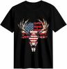 American Flag Deer Skull Graphic T-shirt