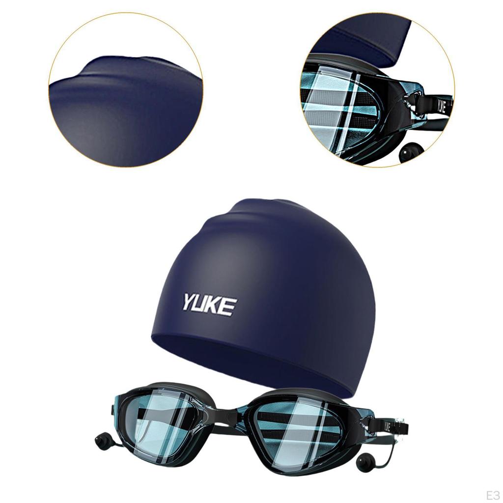 Schwimmbrille mit Badekappe Silikon Verstellbar für Damen und Herren Brille Nein