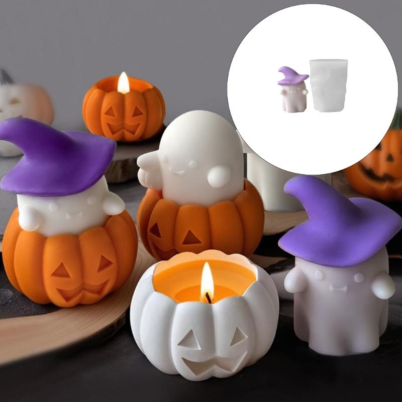 Eerie Gourd and Spectrals Candle Crafting Frame Multiple Use Flexible Art Set Seasonal Decoration Soap Chocolate Baking
