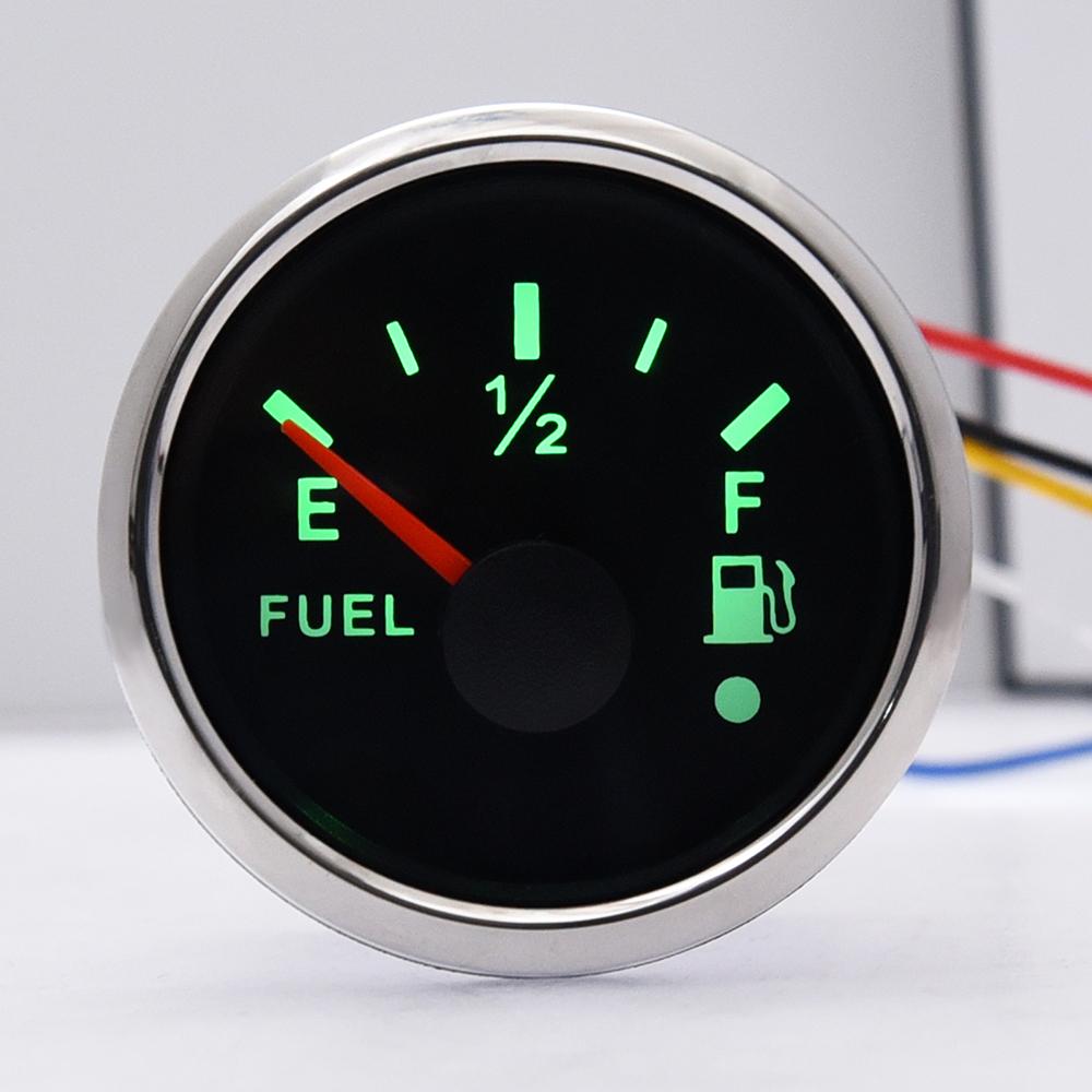 52MM Fuel Level Gauge 0-190 Ohm 7 LED Backlight With Alarm For Marine Car RV Camper Yacht Fuel Level Meter 12V/24V