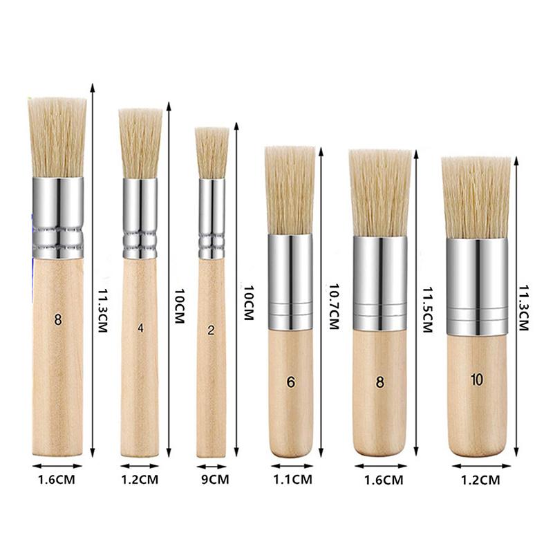 3Pcs Diy Wooden Stencil Brush Pure Natural Bristle Paint Brush Perfect For Acrylic Paint, Wood, Oil Painting