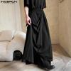 INCERUN Men Elastic Waist Irregular Layers Casual Loose Long Pants Wide Legs Trousers