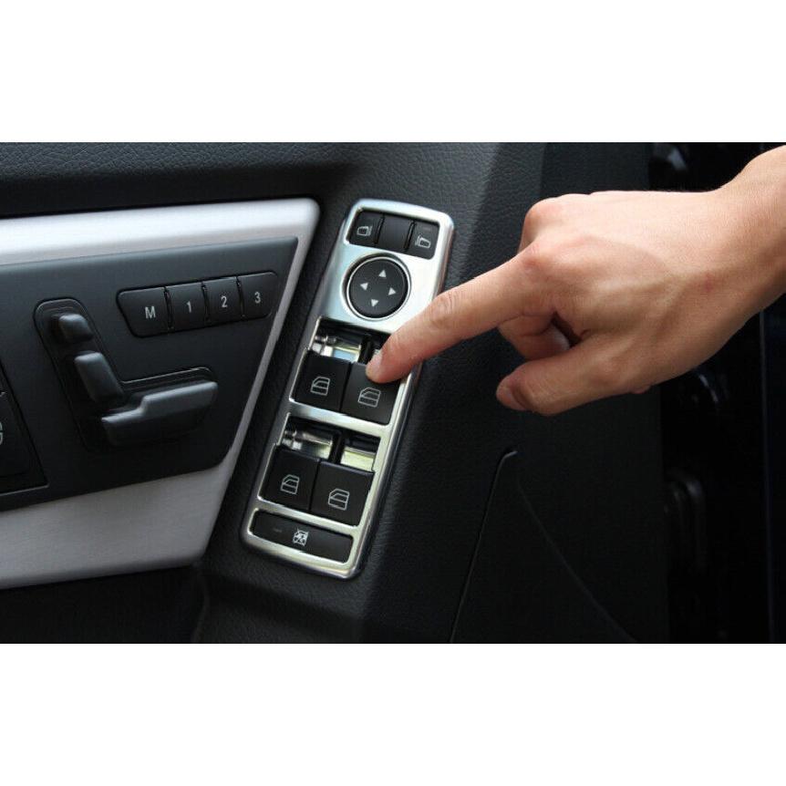 Window Switch Button Garnish Trim 5PCS Fit For Benz GLA CLA 2013- ABS Silver