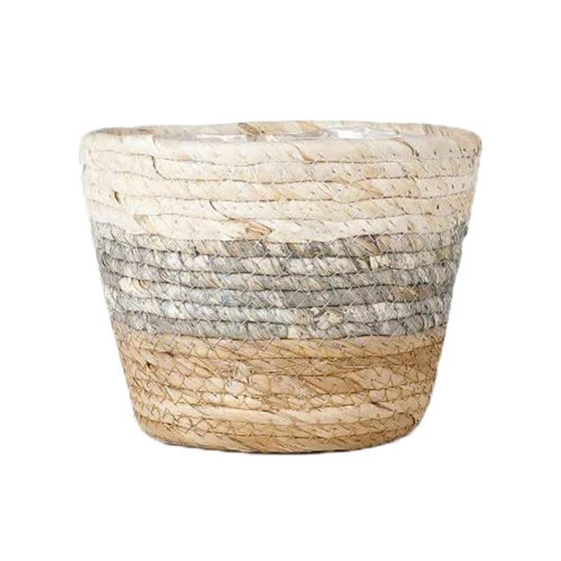 Straw Weaving Flower Plant Basket Grass Planter Basket Indoor Outdoor Flower Pots Plant Containers for Plantable Plants