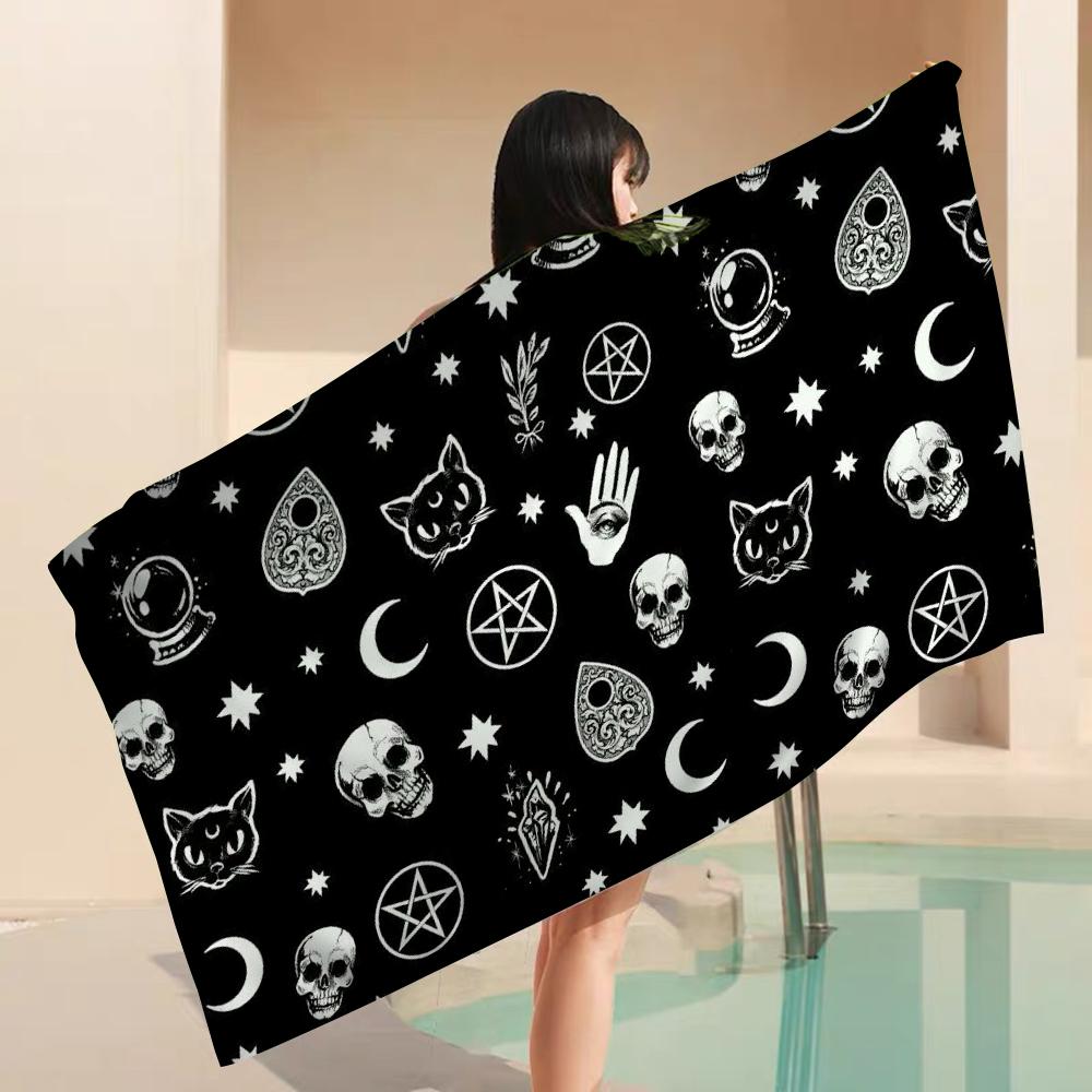 Witches Moon Tarot Beach Towel Colorful Bath Towels for Girl Microfiber Quick Dry Custom Sand Free Beach Yoga Spa Gym Pool