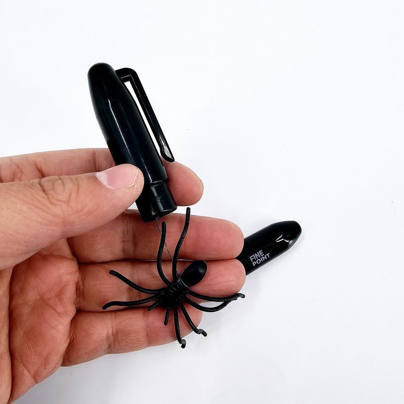 3D Fjedret Hoppende Edderkop Prank Pen - Realistisk Skræmme Magi Gag Legetøj Til Festmagikere (Nem nulstilling, Genopfyldelig blæk)