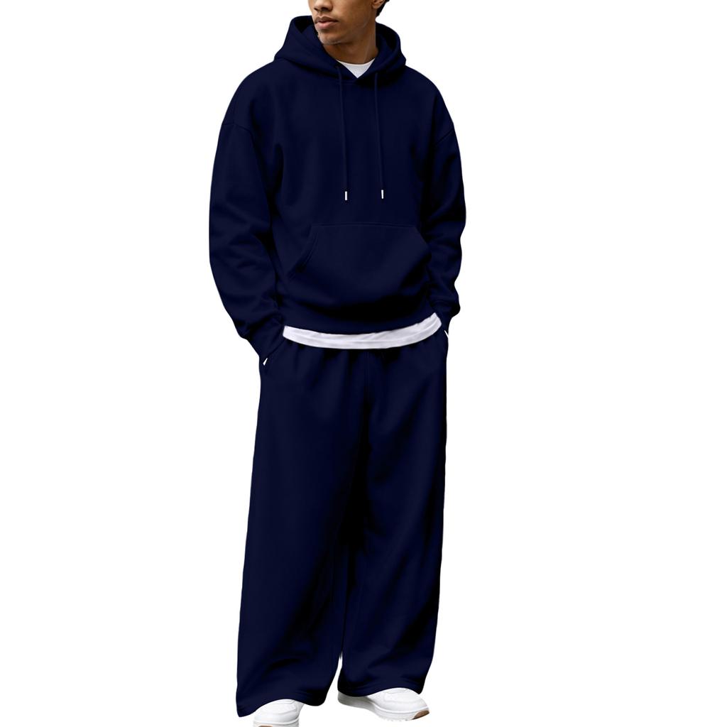 Ensemble sweat à capuche zippé et pantalon de jogging d'hiver pour homme - Tenue décontractée par temps froid