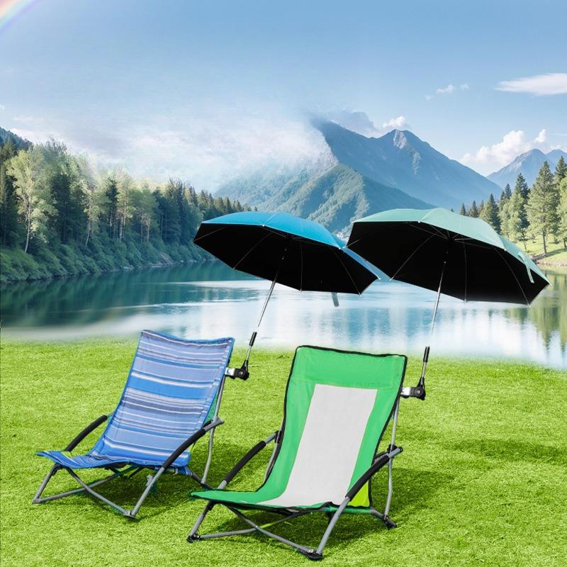 Portable Foldable Storable Beach Camping Chair With Sun Umbrella New Metal Fabric Reclining Seat Ideal For Outdoor Fishing Rest