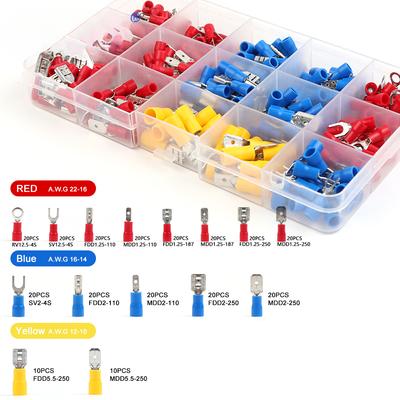 280 STK. Verdrahtung Kaltcrimp-Klemmen Box PVC-isolierter Klemmenblock Gabelschuh-Paarverbinder