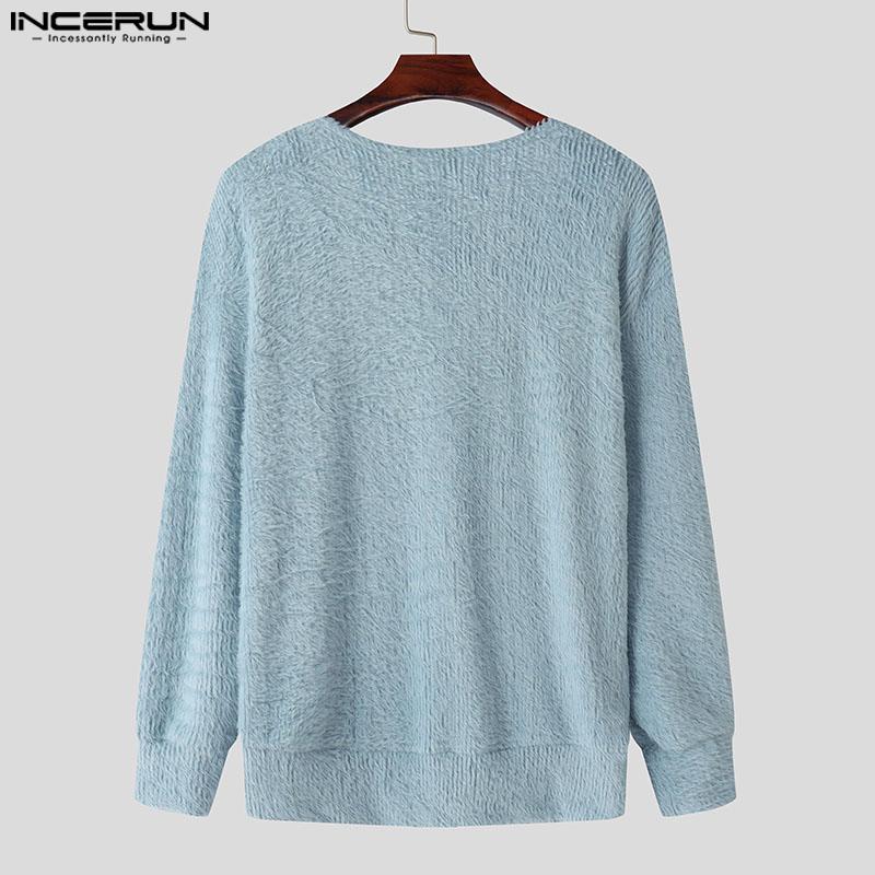 INCERUN Bărbați de primăvară cu decolteu în V cu mânecă lungă tricotată cu nasturi cardigan