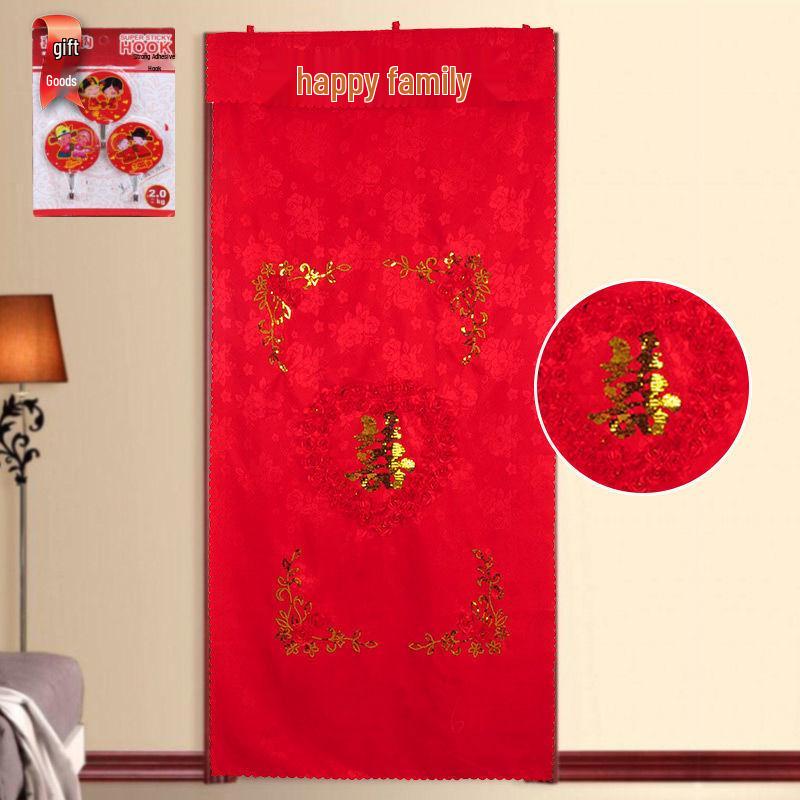 

Красная вышитая свадебная занавеска на дверь с узором «Двойное счастье»