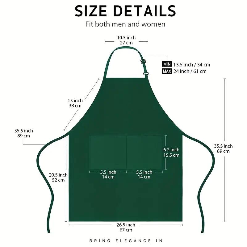 Plus Size Aprons with Pockets Kitchen Cooking Bib with Adjustable Neck Strap Water and Oil Resistant Chef Apron for Men Women