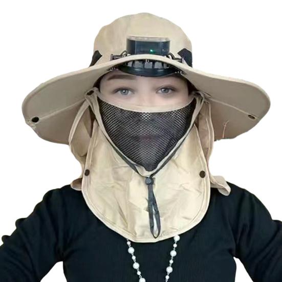 Solar Fan Hat with Face Guard Neck Flap UPF 50+ UV Protection