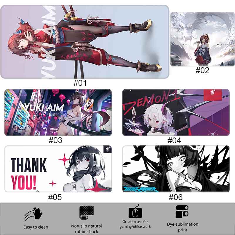 Anime Mask Girl Mouse Pad Yuki Aim Large Mouse Mat E-Sports Gamer Desk Pads Non-Slip Rubber Premium Mouse Pad XXL Keyboard Mats