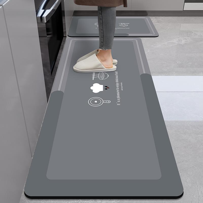 Marble Pattern Kitchen Anti-Oil Diatom Mud Mat: Water-Absorbing, Quick-Drying, Non-Slip, Easy-Care.