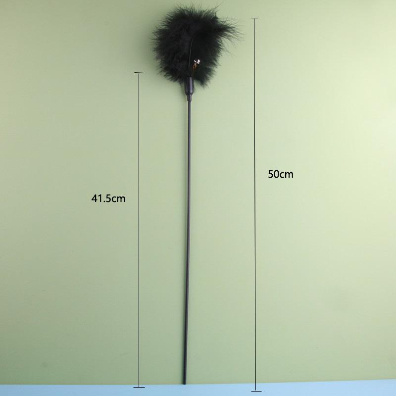 Ostrich Feather Cat Teaser Toy with Bell - Boredom Relief Handheld Rod