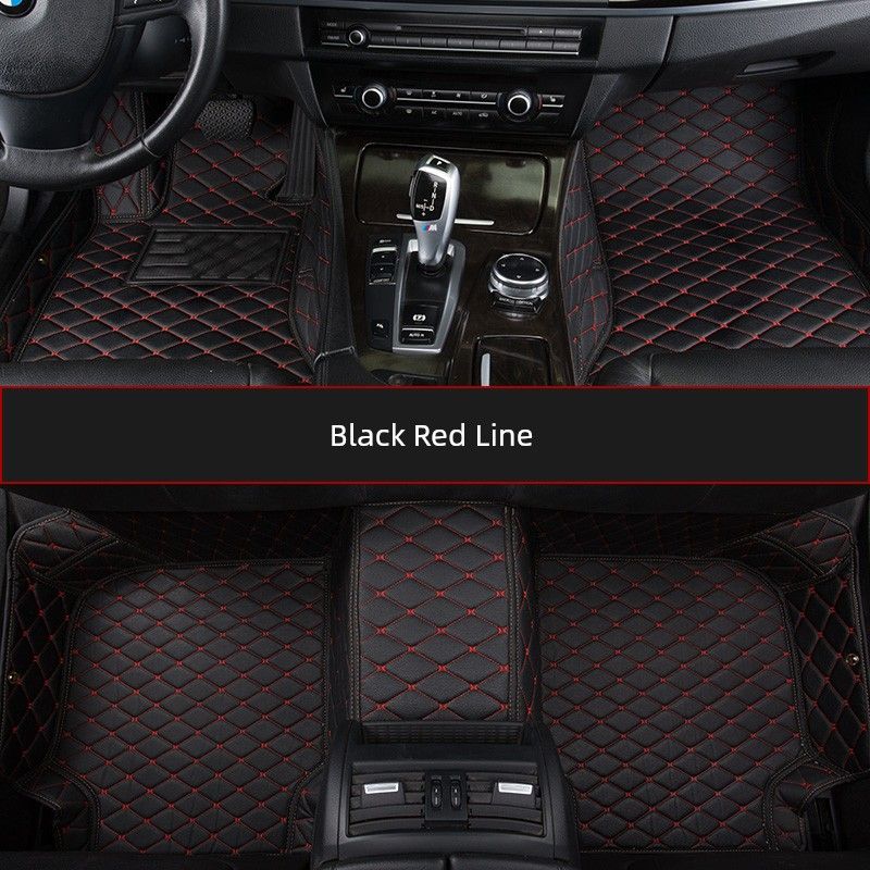 Fully Enclosed Car Foot Mat for 22 Geely Geometric Apro Geometric C Kung Fu Cow EX3 Geometric E Hand-Stitched, Single-Layer Black and Red